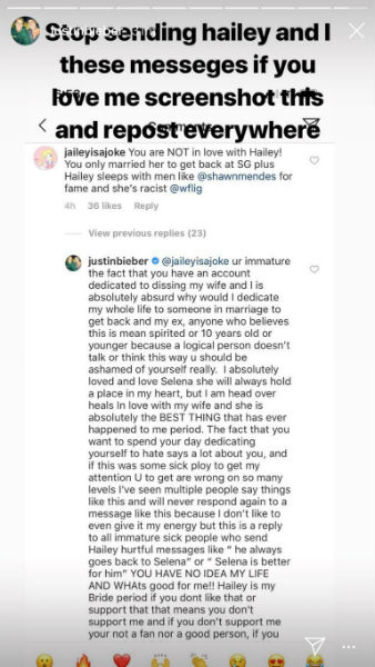 justin hailey selena instagram