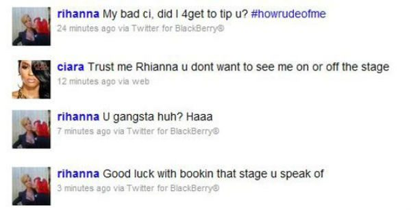 rihanna feuds with ciara on twitter