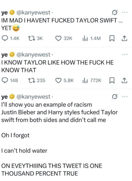 kanye taylor justin harry tweets