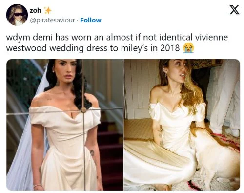 miley demi wedding dress tweet