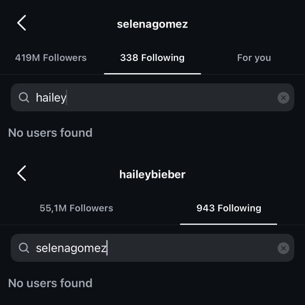 hailey bieber selena gomez unfollow each other