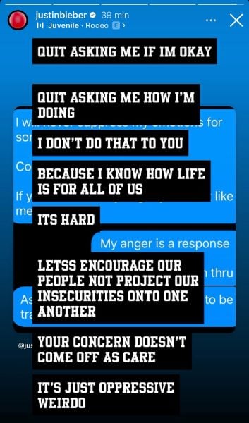 justin bieber texts