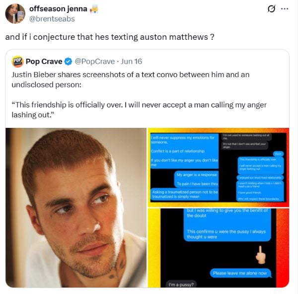 justin texts fan theories