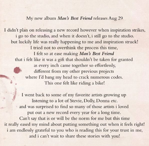 sabrina carpenter announces man's best friend