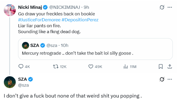 nicki sza feud tweet