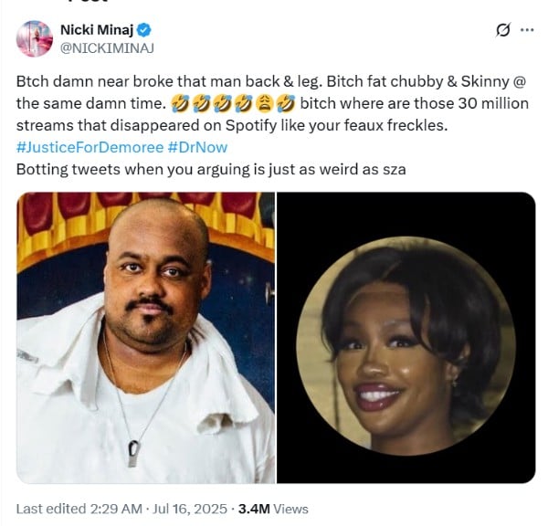 sza nicki feud twitter
