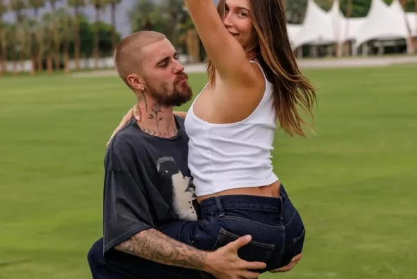 justin and hailey on coachella grounds