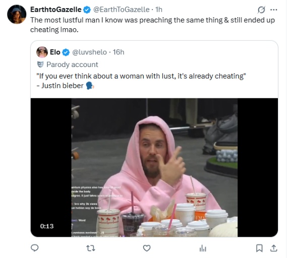 justin tweet cheating