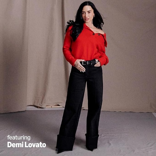 Wide-Leg Cuffed Jeans demi lovato